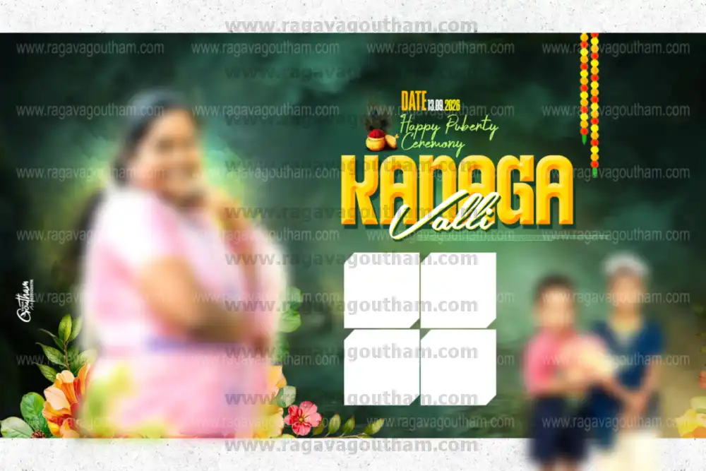 Traditional South Indian Gold Floral Multi Grid Wedding Reception Flex