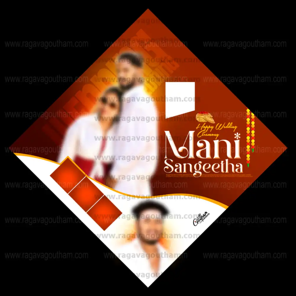 Luxury Red & Gold Flare Diamond Shape Couple Wedding Flex PSD