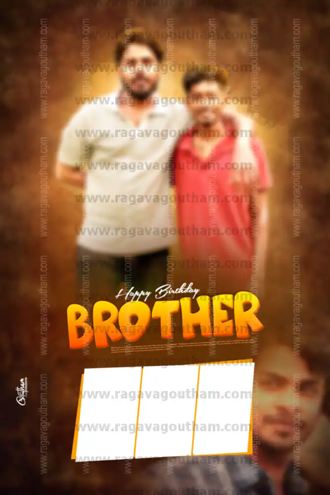 Dark Aesthetic Multi Photo Slot Brother Birthday Frame PSD